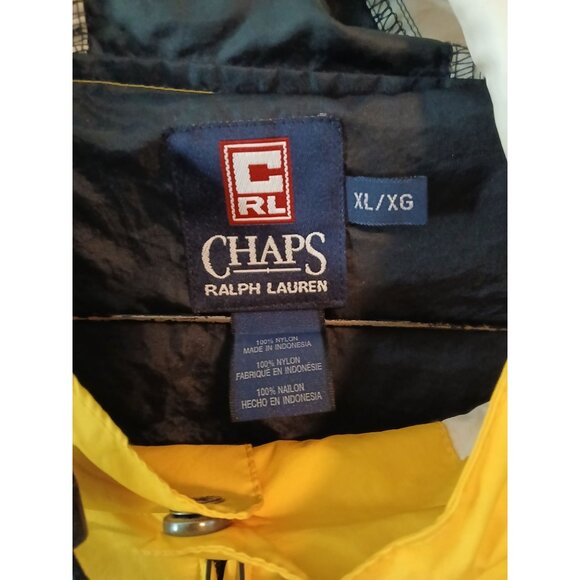 Ralph Lauren Chaps Men's XL Hooded Rain Jacket Yellow Windbreaker Outerwear - Picture 4 of 4